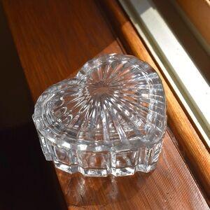 Vintage Crystal Glass Heart Shaped Box